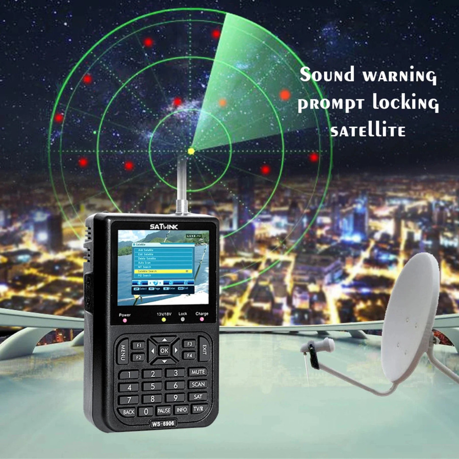 SATLINK WS6906 спутниковый ТВ-Искатель 3,5 дюймов Портативный ЖК-дисплей высокой четкости данных цифровой спутниковый искатель сигнала