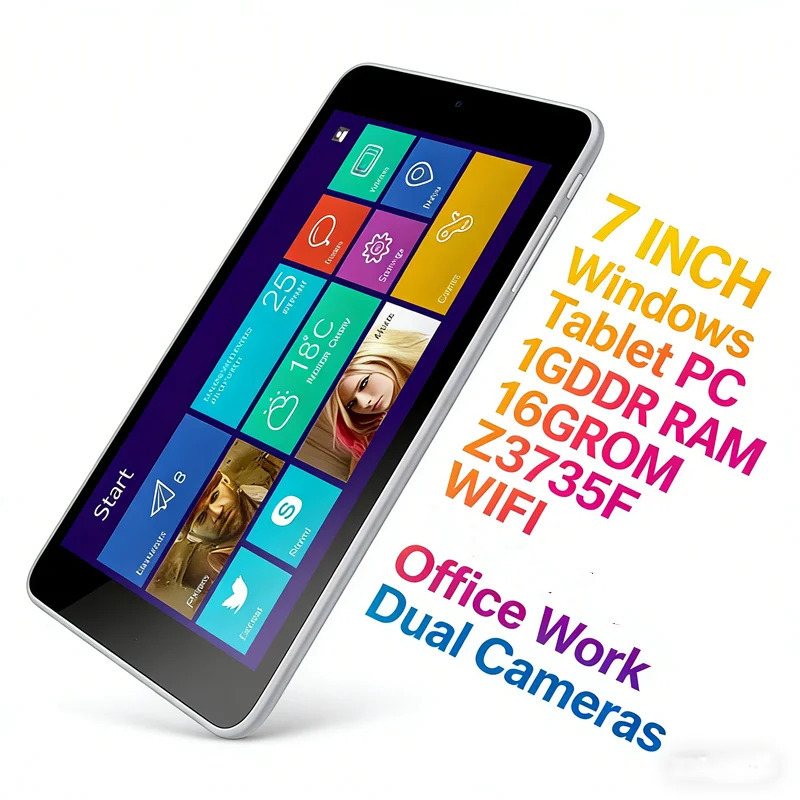 Планшетный ПК 7 дюймов, 32-битный, Windows 8.1, процессор Z3735F, 1 ГБ DDR RAM, 16 ГБ ROM, Wi-Fi, четырехъядерный, для офисной работы, с двумя камерами