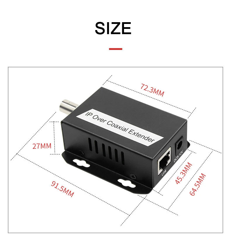 Video kuzatuv tizimlari uchun Ethernet konvertori, 500 m