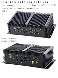 Промышленный компьютер 13-го поколения i5-1335U/i7-1355U 8 COM 3 * LAN 2 * HDMI 1 * DP RS232, 422, 485 COM USB WIFI промышленный ПК