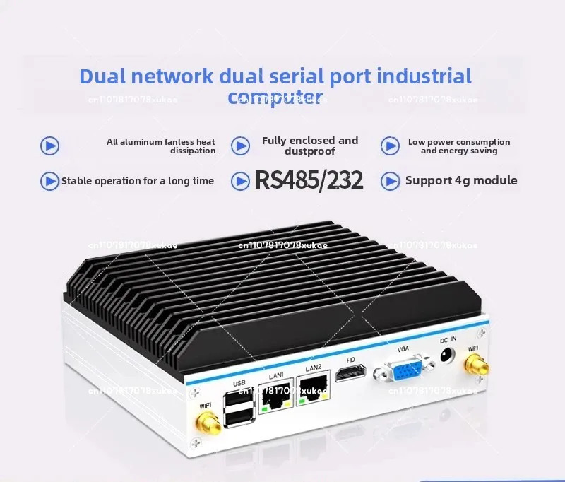 Mini sanoat kompyuteri - to'rt yadroli N100/J1900/J6412, 12-avlod I3/i5/i7, ikkita LAN/seriyali RS485, to'liq yopiq fansiz o'rnatilgan host