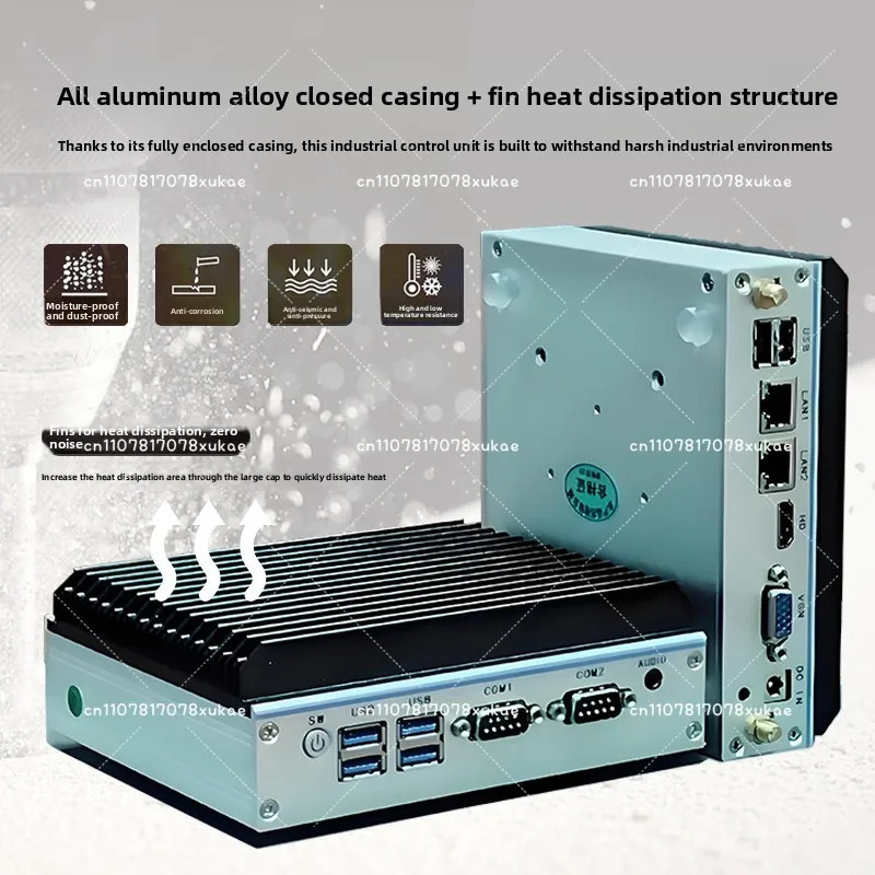 Mini sanoat kompyuteri - to'rt yadroli N100/J1900/J6412, 12-avlod I3/i5/i7, ikkita LAN/seriyali RS485, to'liq yopiq fansiz o'rnatilgan host