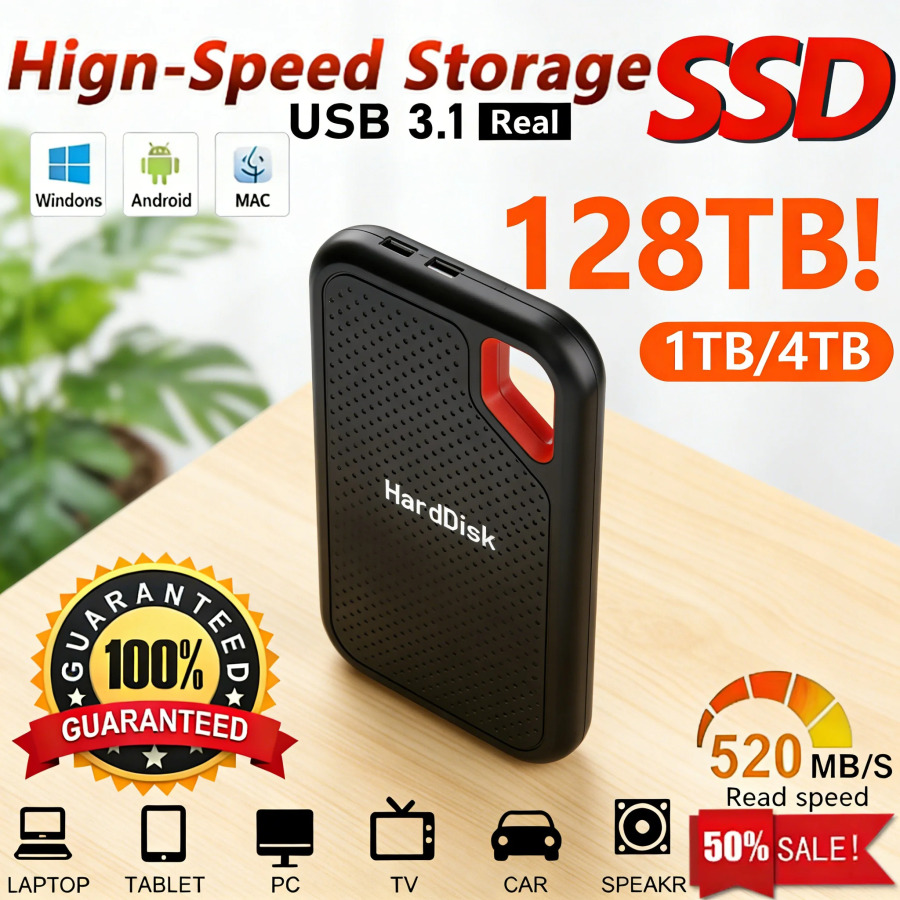 Внешний твердотельный накопитель 2 ТБ, портативный SSD, USB 3.2 Gen2, быстрая передача данных, безопасное хранение важных файлов