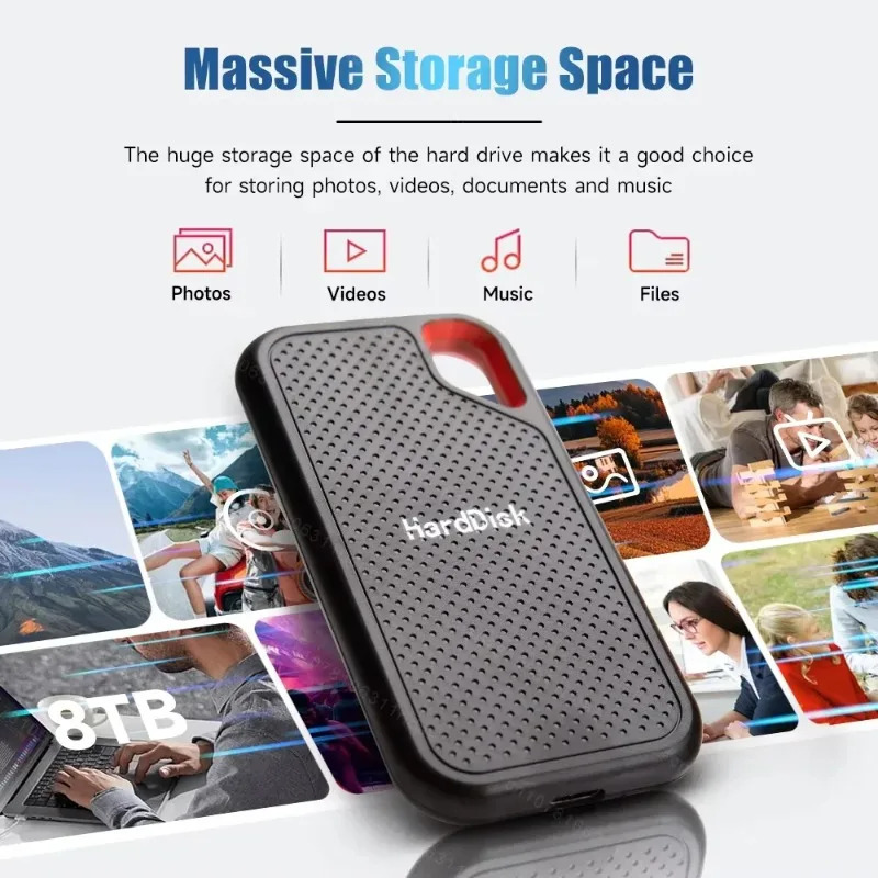 Yuqori tezlikdagi tashqi qattiq holat diski 1TB portativ SSD tashqi qattiq disk 128TB Mac kompyuter noutbuki uchun tashqi qattiq disk