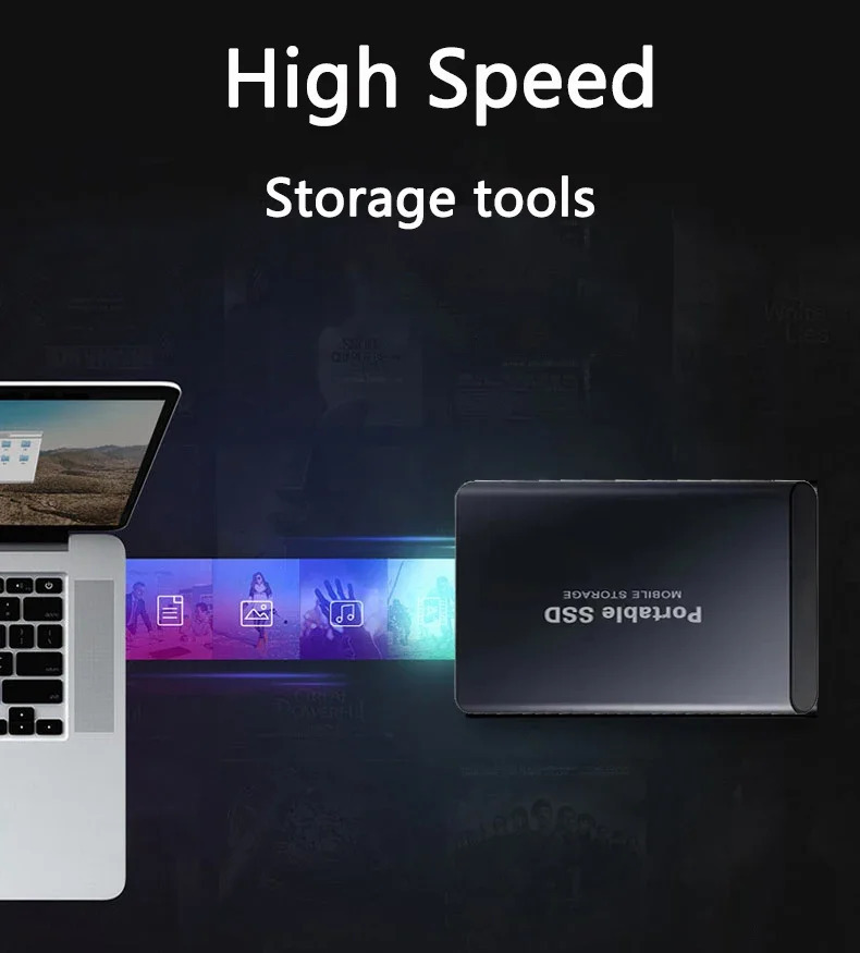 Noutbuk/Kompyuter/MAC uchun yangi tashqi qattiq disk 2TB portativ SSD 4TB yuqori tezlikdagi qattiq disk 128TB ommaviy mobil qattiq holatdagi disk USB3.1