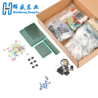 1900-Mega elektron komponentlar to'plami, shu jumladan assortiment + kondansatörler + rezistorlar + LED + tranzistorlar + DC konnektorlari + PCB + Opsitel