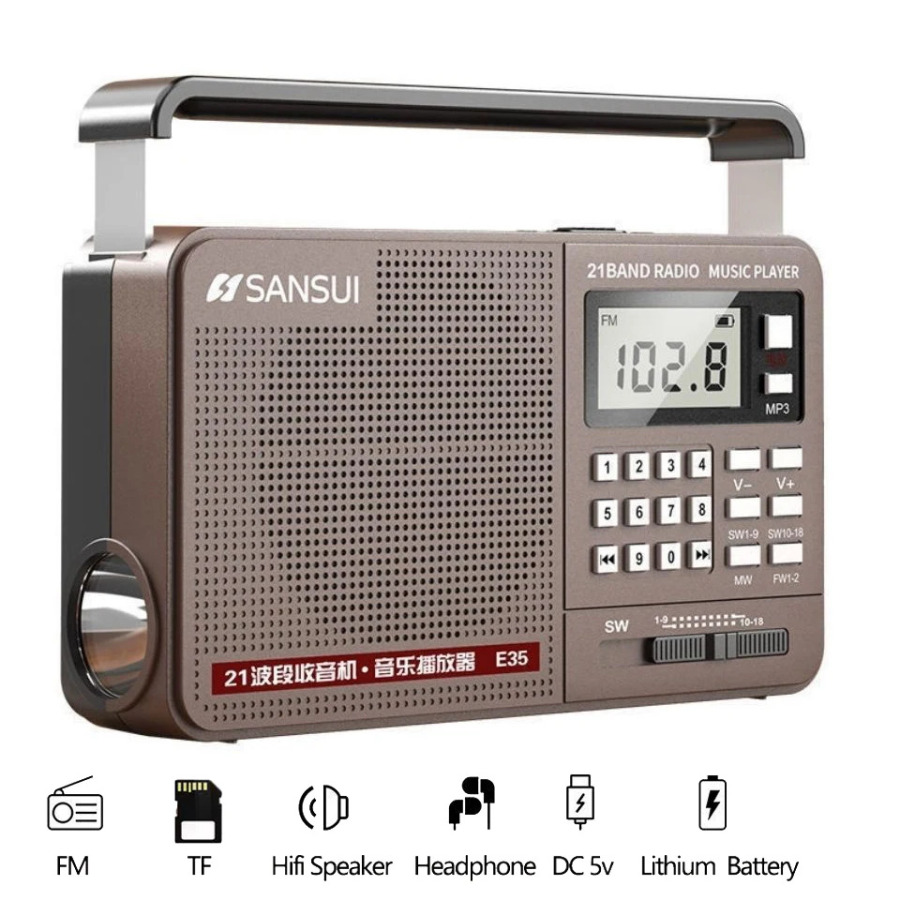 Портативное FM-радио, динамик смарт-карт высокой громкости, беспроводное радио, небольшой звук, FM-радио, музыкальный цифровой плеер со светодиодным фонариком