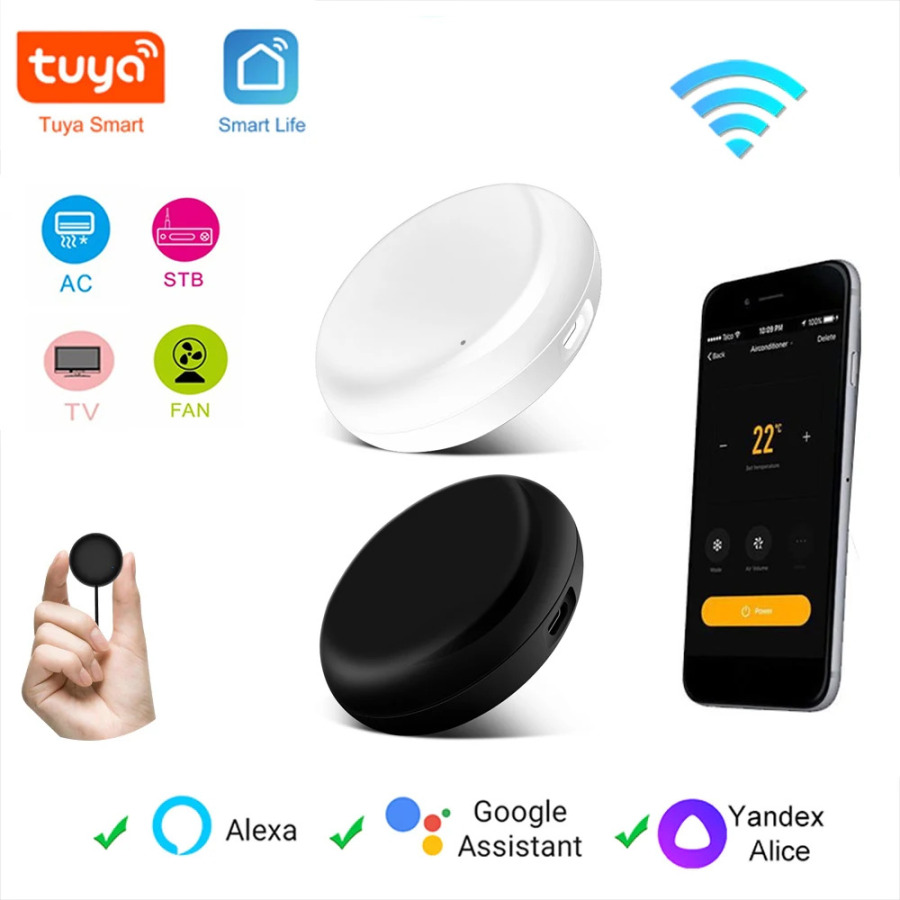 Wi-Fi Smart universal IR masofadan boshqarish pulti Alexa Google Home Tuya Smart Life orqali televizor konditsioneri uchun DIY infraqizil masofadan boshqarish pulti