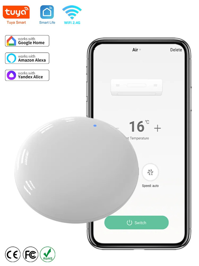 Универсальный Wi-Fi ИК-пульт SmartLife Для Умного Дома, Совместимый С Приложениями AUD, AC, TV, Alexa, Google Home, Яндекс Алиса