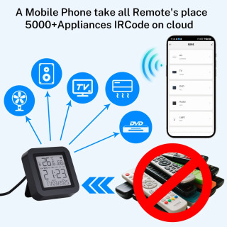 Harorat namligi sensorli Wi-Fi Tuya Smart IR masofadan boshqarish pulti Aqlli uyni avtomatlashtirish Smart Life Alexa Google Home bilan ishlash