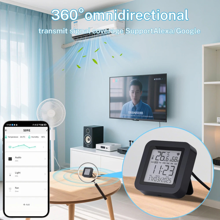 Harorat namligi sensorli Wi-Fi Tuya Smart IR masofadan boshqarish pulti Aqlli uyni avtomatlashtirish Smart Life Alexa Google Home bilan ishlash