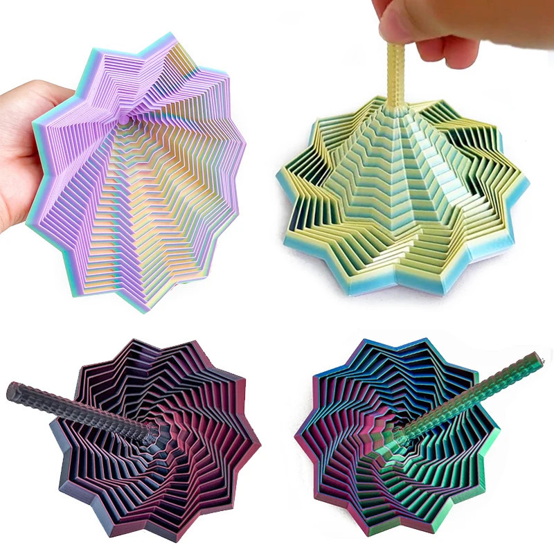 3D bosilgan stressga qarshi sensorli yulduz modeli: Vizual illyuzion olti burchakli Vortex spiral bezakli stressni bartaraf etish o'yini