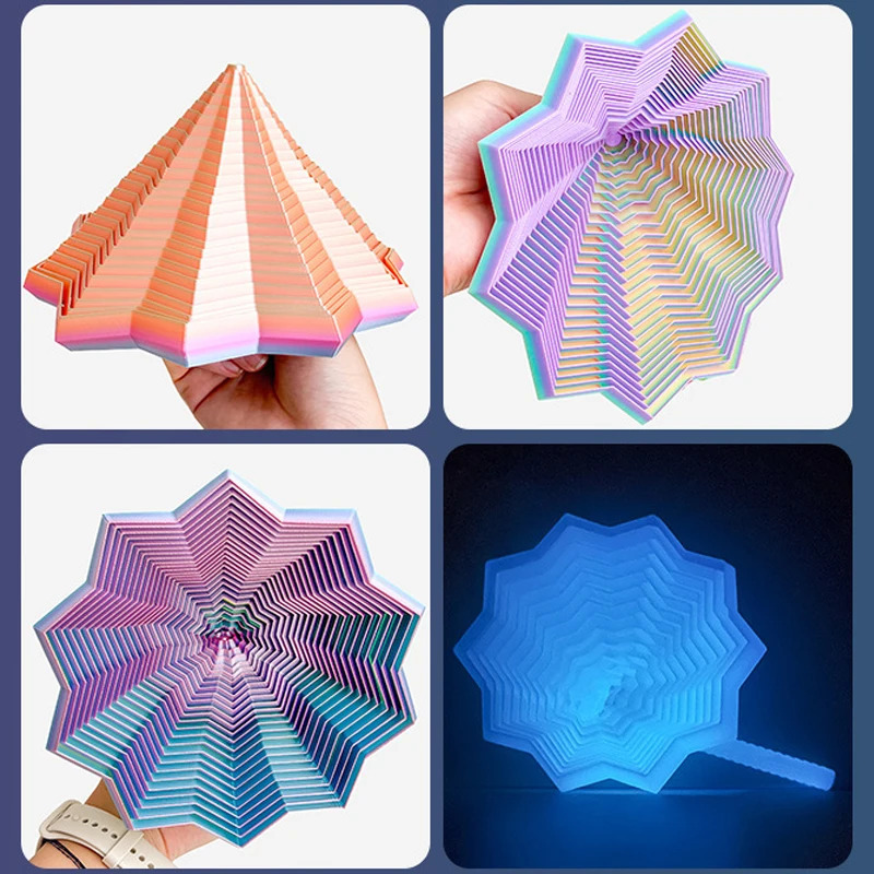 3D bosilgan stressga qarshi sensorli yulduz modeli: Vizual illyuzion olti burchakli Vortex spiral bezakli stressni bartaraf etish o'yini