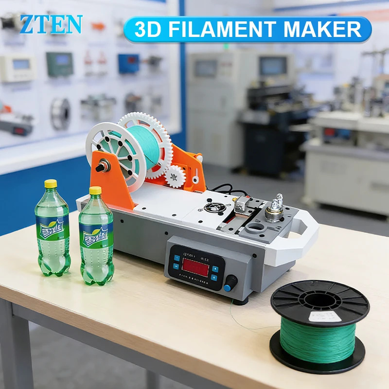 Mikroin'ektsiya usuli bo'yicha stol usti 3D filament ishlab chiqarish mashinasi, PET butilkalaridan plastik ipak filamentini tayyorlash uchun ekstruder