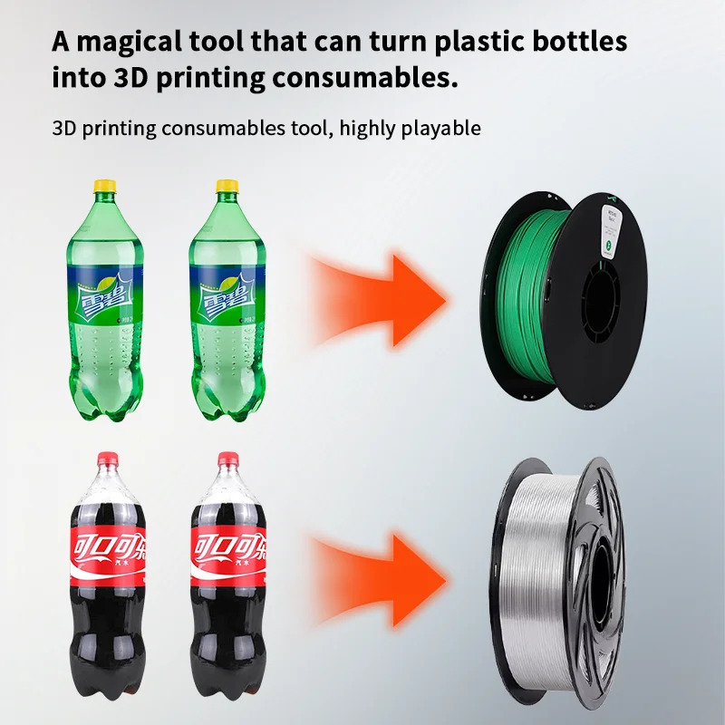 Mikroin'ektsiya usuli bo'yicha stol usti 3D filament ishlab chiqarish mashinasi, PET butilkalaridan plastik ipak filamentini tayyorlash uchun ekstruder