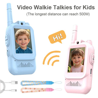 Ovoz funksiyalari bilan qayta zaryadlanuvchi bolalar uchun Walkie Talkie 2 dyuymli HD video va HD bir marta bosish orqali qo'ng'iroq interkomi Tug'ilgan kun yoki o'g'il bolalar va qizlar uchun Rojdestvo sovg'asi