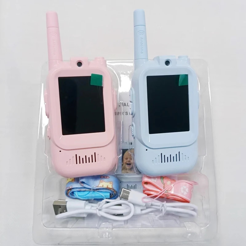 Ovoz funksiyalari bilan qayta zaryadlanuvchi bolalar uchun Walkie Talkie 2 dyuymli HD video va HD bir marta bosish orqali qo'ng'iroq interkomi Tug'ilgan kun yoki o'g'il bolalar va qizlar uchun Rojdestvo sovg'asi