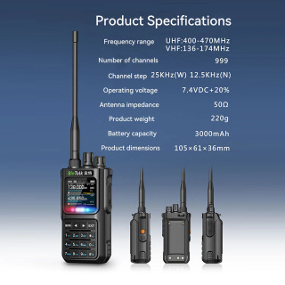 BinTolk BT8000 рация 10 Вт полнодиапазонная с беспроводными программируемыми функциями Bluetooth с шумоподавлением и зарядкой Type-C Porta