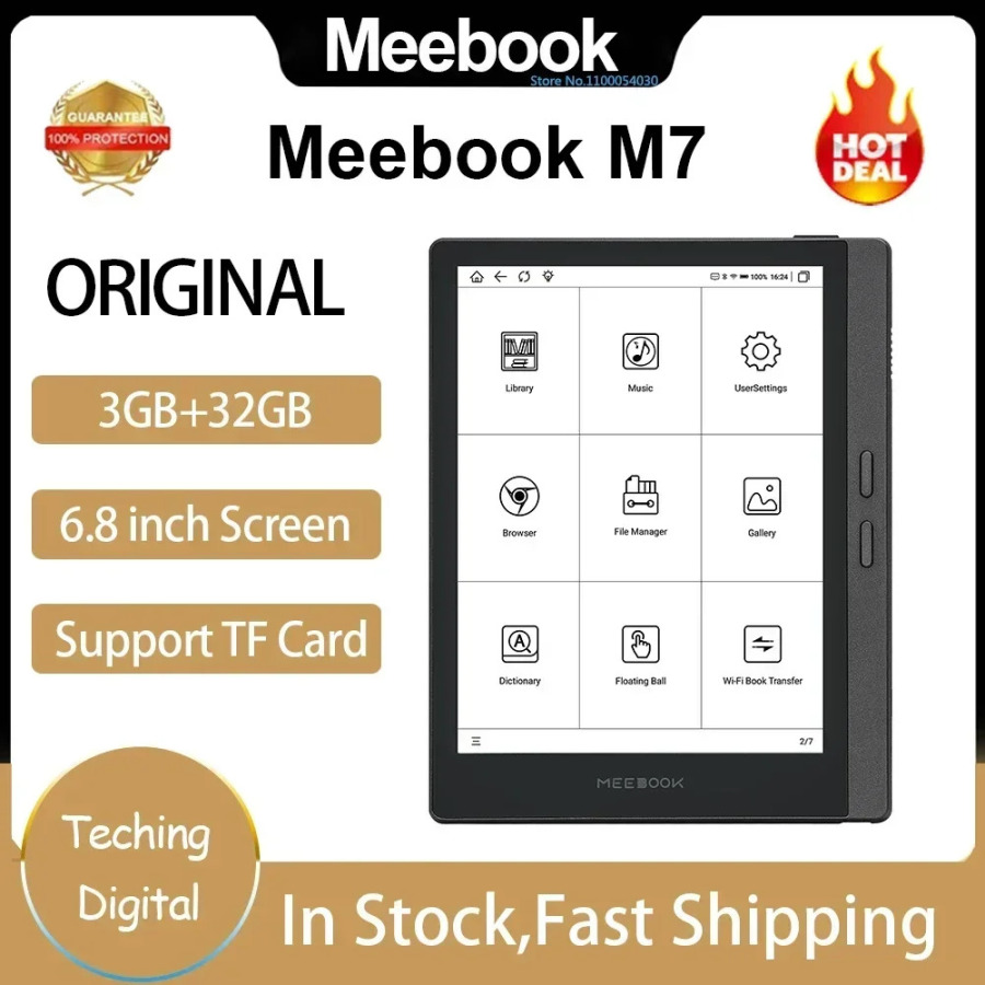 Электронная книга Meebook M7, 6,8 дюйма, HD E-ink экран 300PPI, Android 11, открытая система, 32 ГБ ОЗУ и физические кнопки