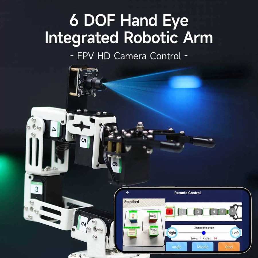 6DOF AI robotli qo'l katta o'lchamli model Kompyuter ko'rish tizimi Python dasturlash virtual mashinani ishlab chiqish loyihalari elektron DIY to'plami