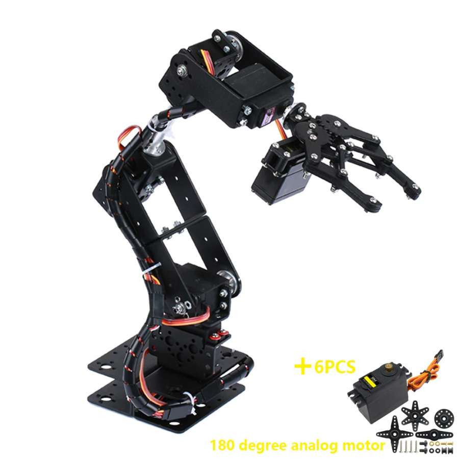 Arm 6DOF roboto to'plami, qo'l bilan dasturlashtiriladigan robot, o'quv qo'llanmasi bilan ochiq kodli dasturlashtiriladigan robot, 180 daraja analog motor