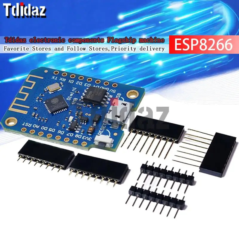 Arduino Nodemcu V2 MicroPython uchun ESP8266 CH340 CH340G 4MB asosidagi Wemos D1 Mini V3.0.0 WIFI ishlab chiqish platasi