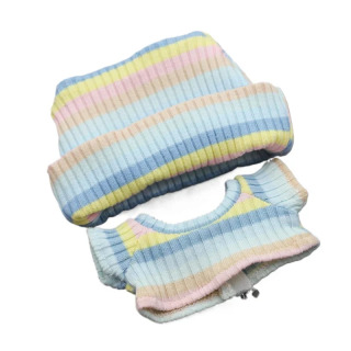 Кукольная одежда, аксессуары для одежды для Ropa Labubu, хлопковая кукла 10 см, фланцевая шляпа, пуловер, футболка, короткая плиссированная юбка, комплект одежды