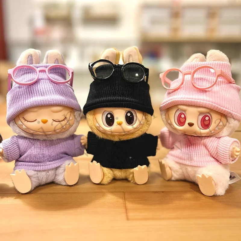 Кукольная одежда, аксессуары для одежды для Ropa Labubu, хлопковая кукла 10 см, фланцевая шляпа, пуловер, футболка, короткая плиссированная юбка, комплект одежды