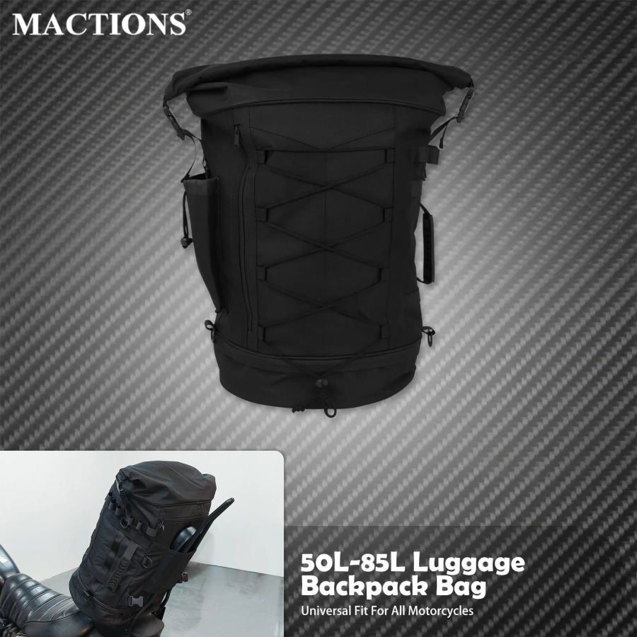Мотоциклетный рюкзак 50L-85L, сумка на спинку Sissy Bar с ремнями, расширяемая сумка для багажника, универсальная для большинства мотоциклов