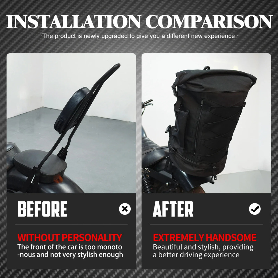 Мотоциклетный рюкзак 50L-85L, сумка на спинку Sissy Bar с ремнями, расширяемая сумка для багажника, универсальная для большинства мотоциклов