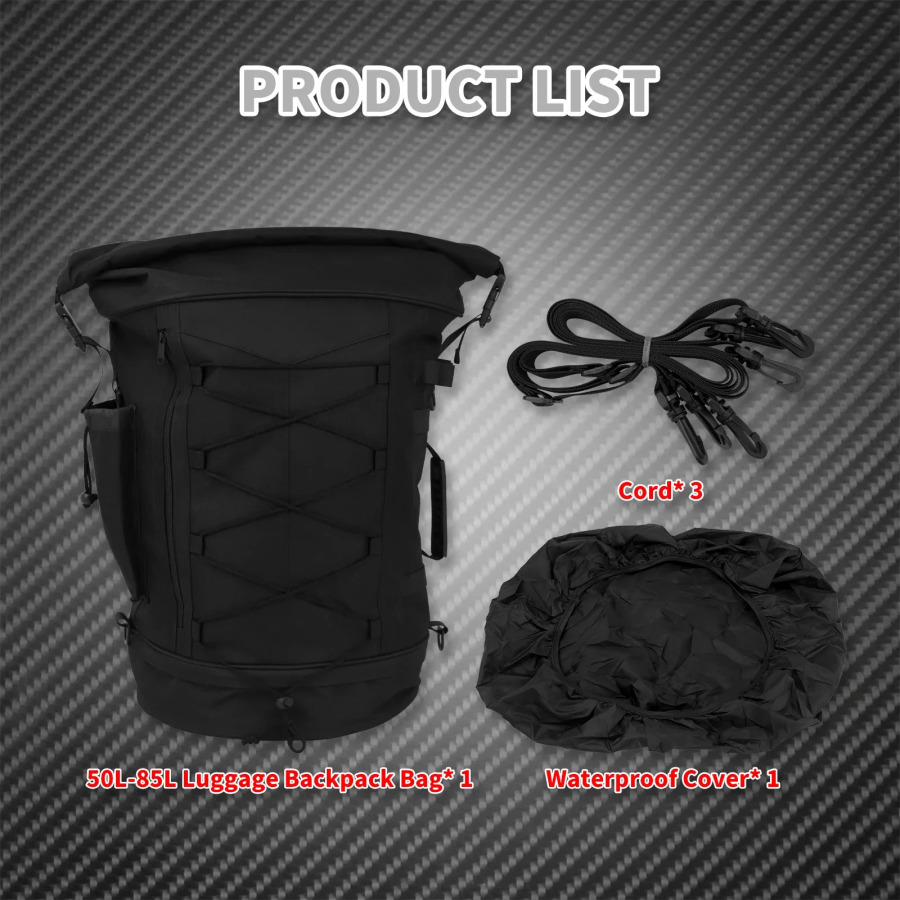 Мотоциклетный рюкзак 50L-85L, сумка на спинку Sissy Bar с ремнями, расширяемая сумка для багажника, универсальная для большинства мотоциклов