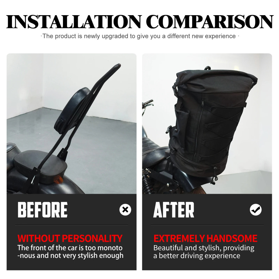 Мотоциклетный рюкзак 50L-85L, сумка на спинку Sissy Bar с ремнями, универсальная для большинства мотоциклов, расширяемая сумка на хвостовую стойку