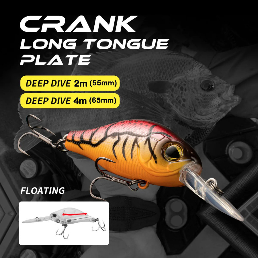Baliq ovlash lure chuqur sho'ng'in suzuvchi krank lure Perch Pike Lure Predator uchun uzoq quyma
