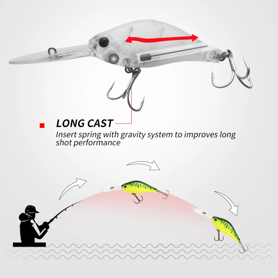 Baliq ovlash lure chuqur sho'ng'in suzuvchi krank lure Perch Pike Lure Predator uchun uzoq quyma
