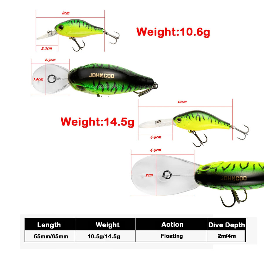 Baliq ovlash lure chuqur sho'ng'in suzuvchi krank lure Perch Pike Lure Predator uchun uzoq quyma