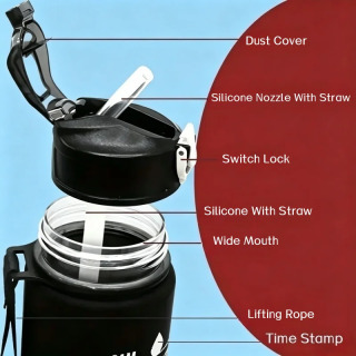 Sport uchun suv shishasi 750 ml somonli, vaqt belgisi bo'limi