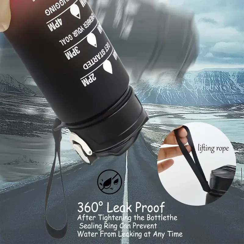 Sport uchun suv shishasi 750 ml somonli, vaqt belgisi bo'limi