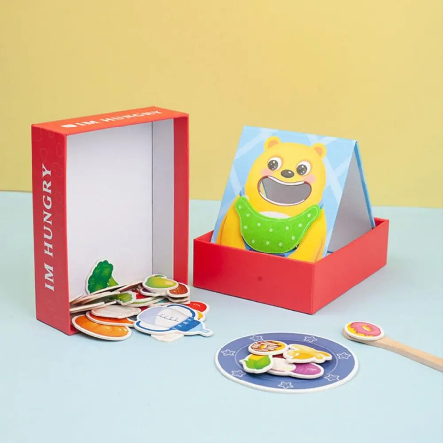 Имитация кормления, игра для кормления, ролевая игра, раннее образование, медведь, набор для ролевых продуктов, имитация ложки, кормление родителей и детей