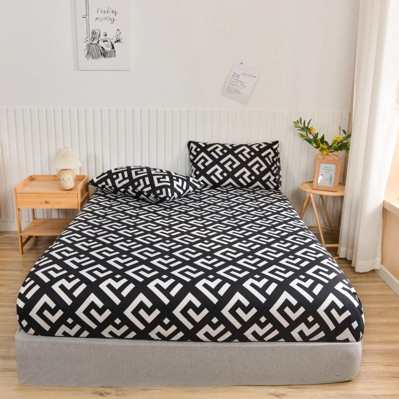 Oddiy uslubdagi ko'rpa-to'shak choyshablari nafas oladigan elastik tasmali matras himoyachisi uy choyshablari (yostiqchasiz)