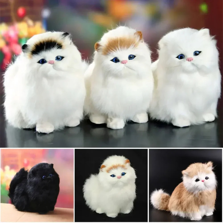 Мягкие имитационные мягкие игрушки для кошек со звуком Kawaii, плюшевые куклы-кошки, детские игрушки, подарки, модель, украшения, аксессуары для дома