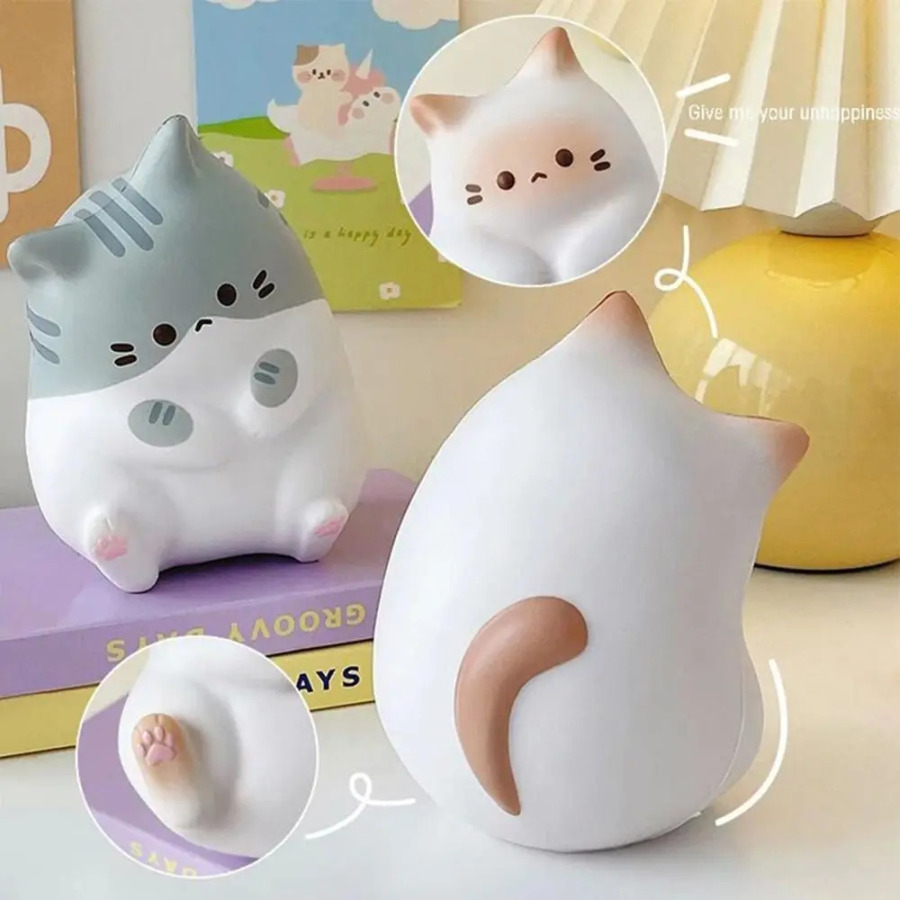 Кошка для снятия стресса, мягкая игрушка из искусственной кожи, медленно растущие сжимаемые игрушки, антистрессовый мяч, мультяшные настольные украшения, мягкие игрушки для снятия стресса
