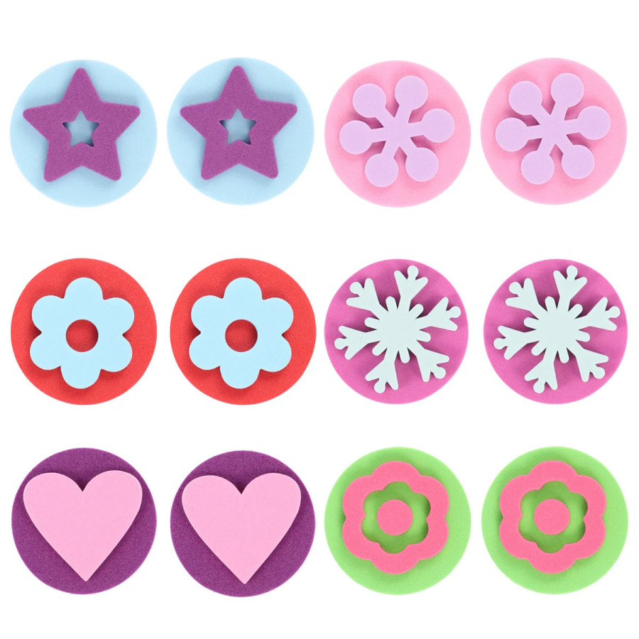 Набор из 12 штампов для рисования, развивающая игрушка для детей, реалистичные резиновые штампы, разнообразные мини-губчатые штампы, школьные принадлежности