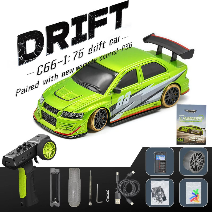 Turbo Racing 1:76 C66 Drift RC Car с гироскопическим радио, полностью пропорциональные игрушки с дистанционным управлением, настольные игрушки RTR для детей и взрослых