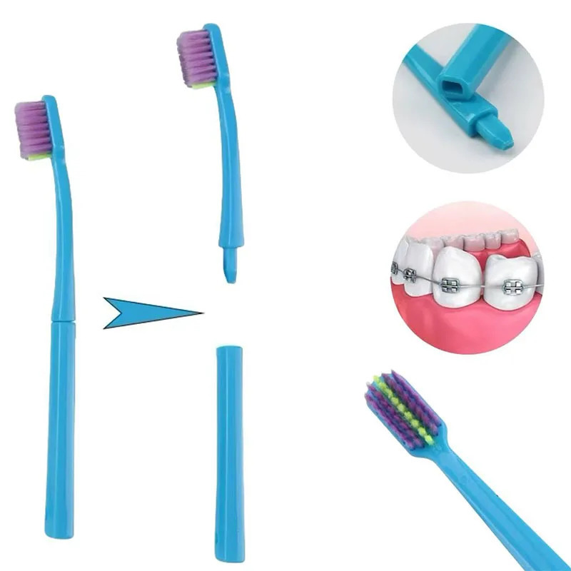 Портативный Набор Для Ухода За Зубами DENTWORLD - Ортодонтическая Зубная Щетка, Скребок Для Языка, Межзубная Щетка